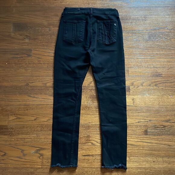 Rag & Bone Black High Rise Raw Hem Jeans - Picture 10 of 10